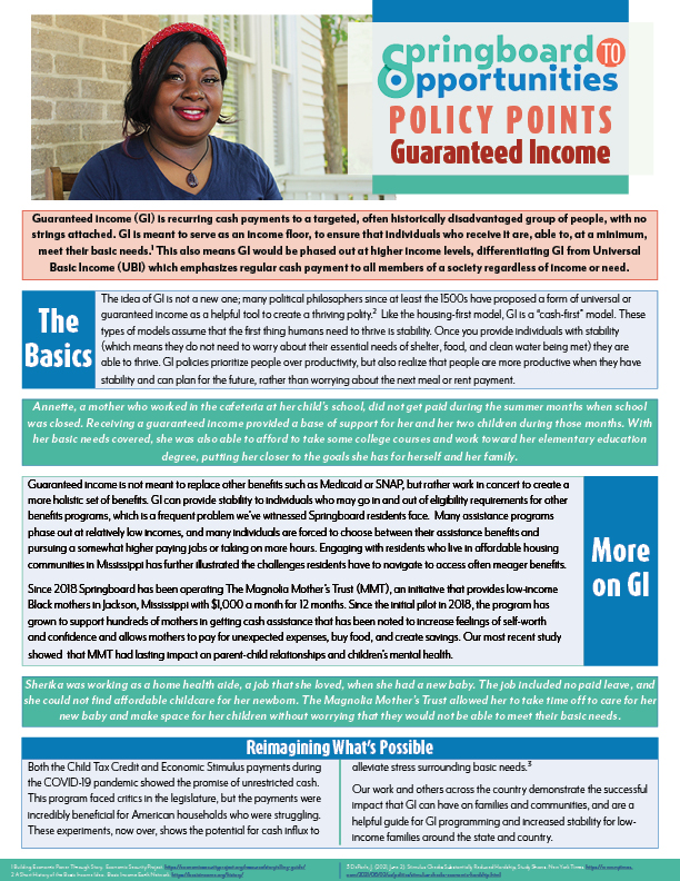 Policy Points - Guaranteed Income