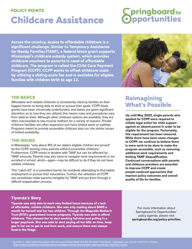 A preview of the Childcare Assistance policy brief.