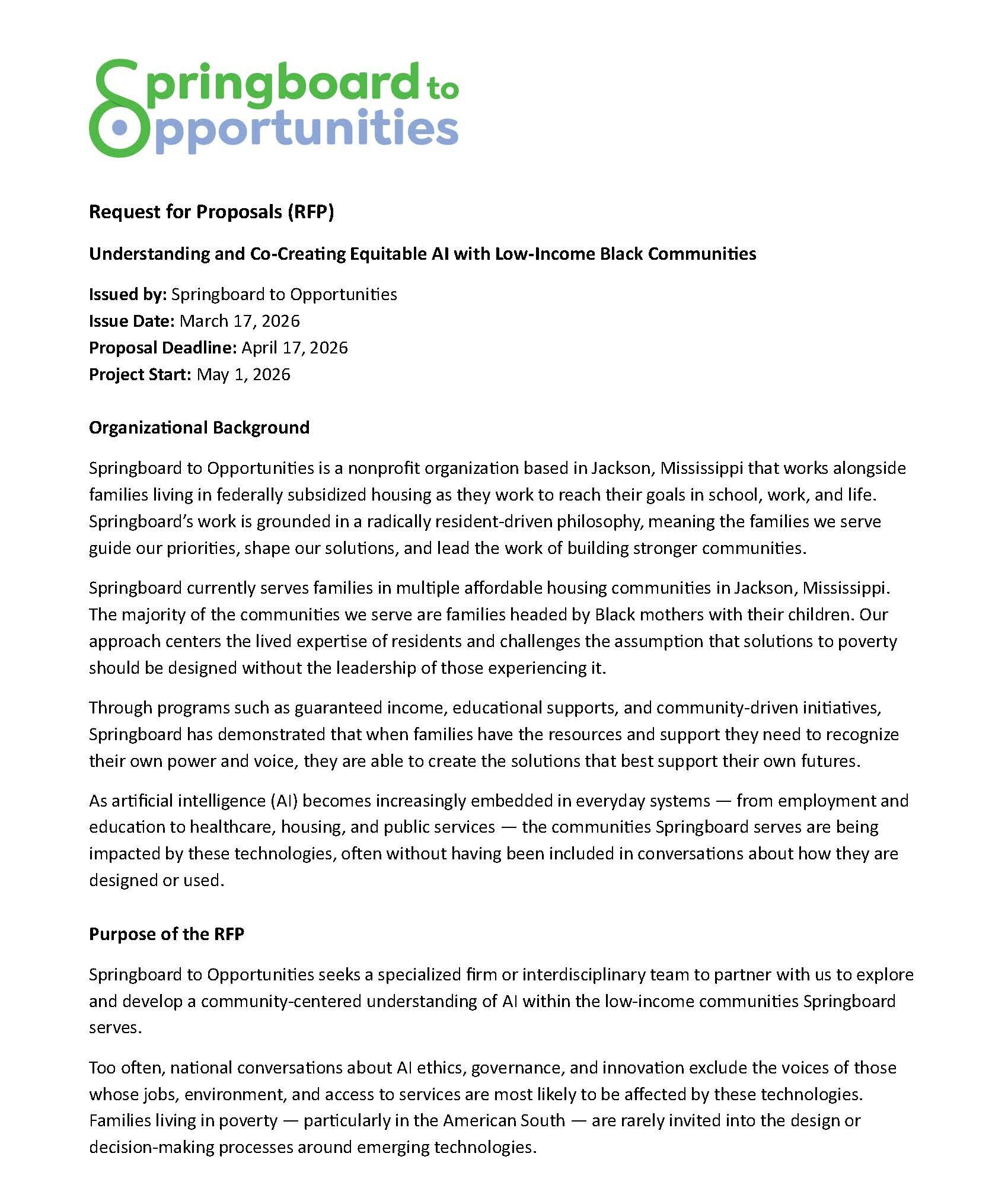 RFP - Understanding and Co-Creating Equitable AI